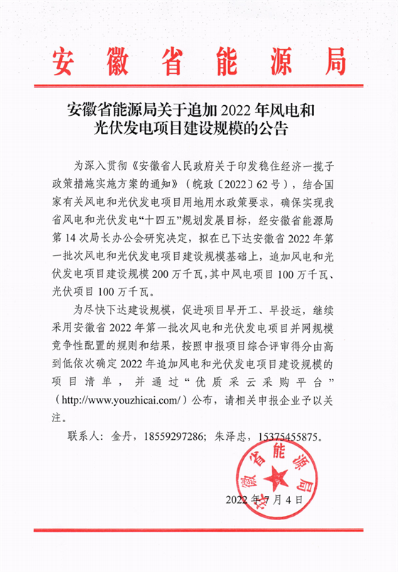 再加1GW光伏+1GW風(fēng)電！安徽2022年風(fēng)光項(xiàng)目建設(shè)規(guī)模擬至5GW！