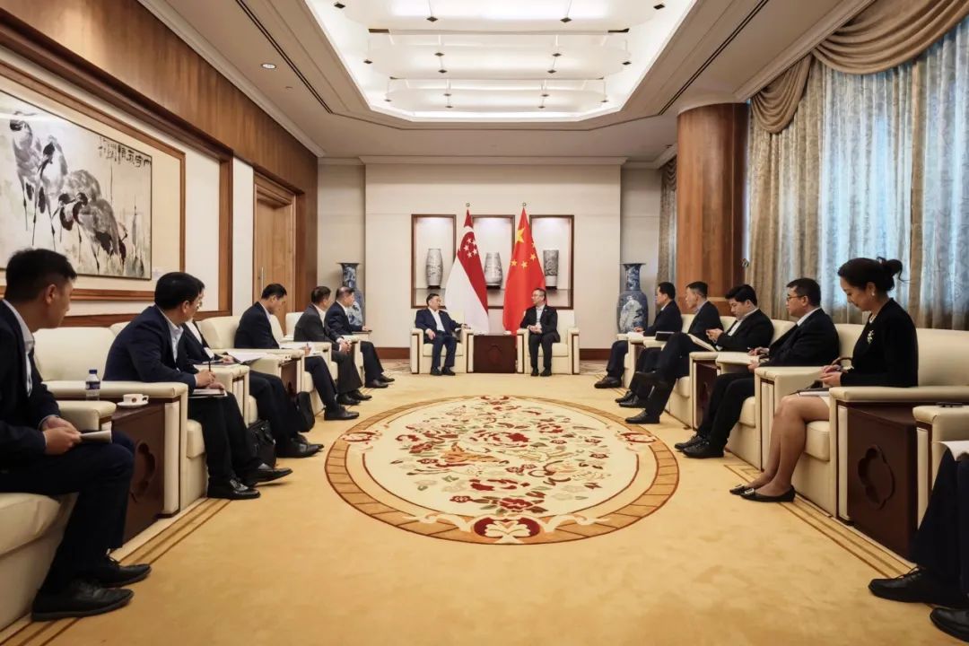 中國能建黨委書記、董事長宋海良與中國駐新加坡大使館臨時代辦朱憬會談